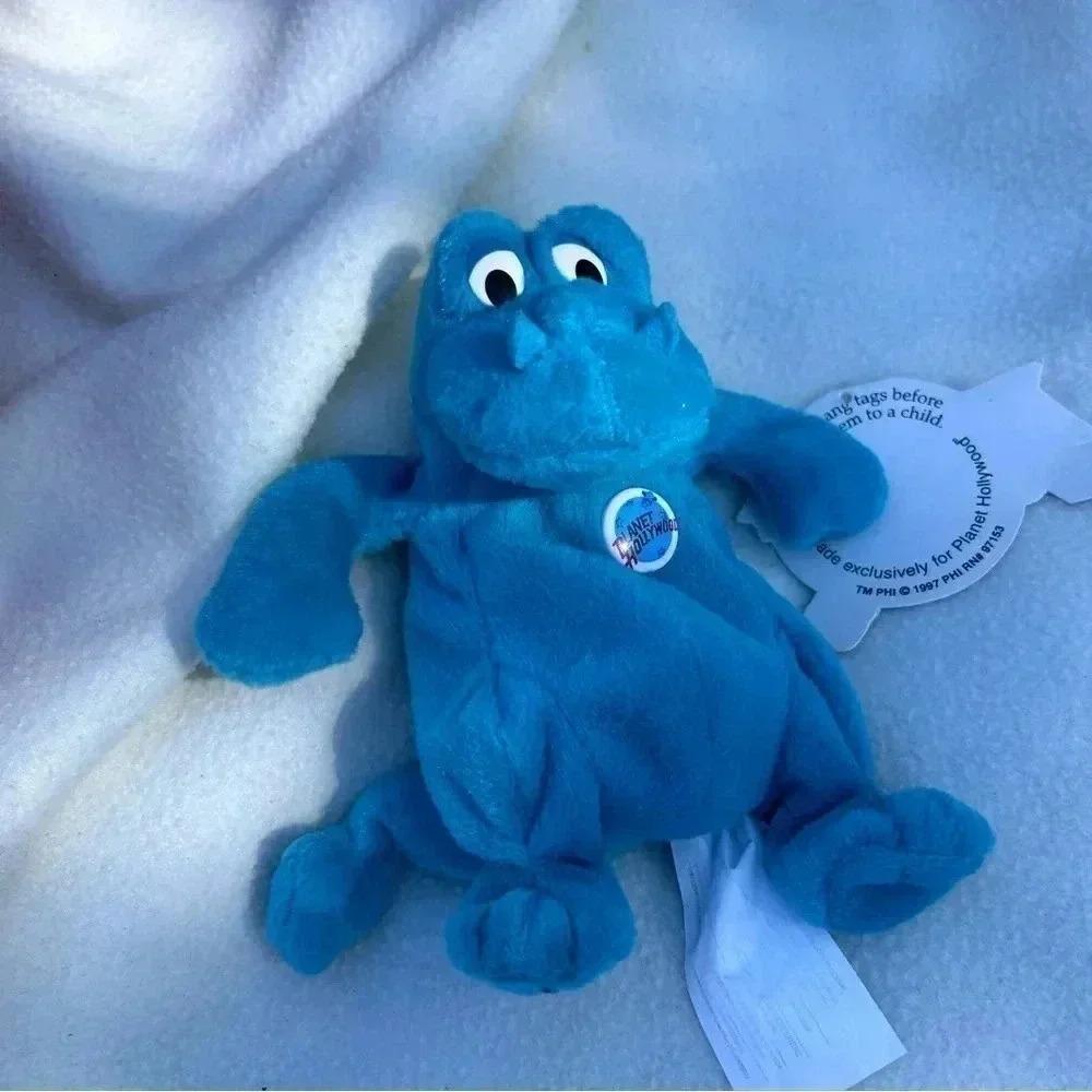 Vintage 1997 Planet Hollywood BUBBA Blue Dinosaur Plush 90s Y2K Collectible NWT